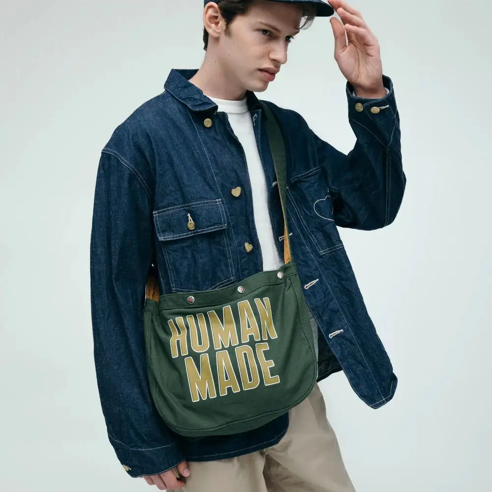 

New Human Made Mail Bag Canvas Letter Print Lightweight B4 Shoulder Crossbody Streetwear