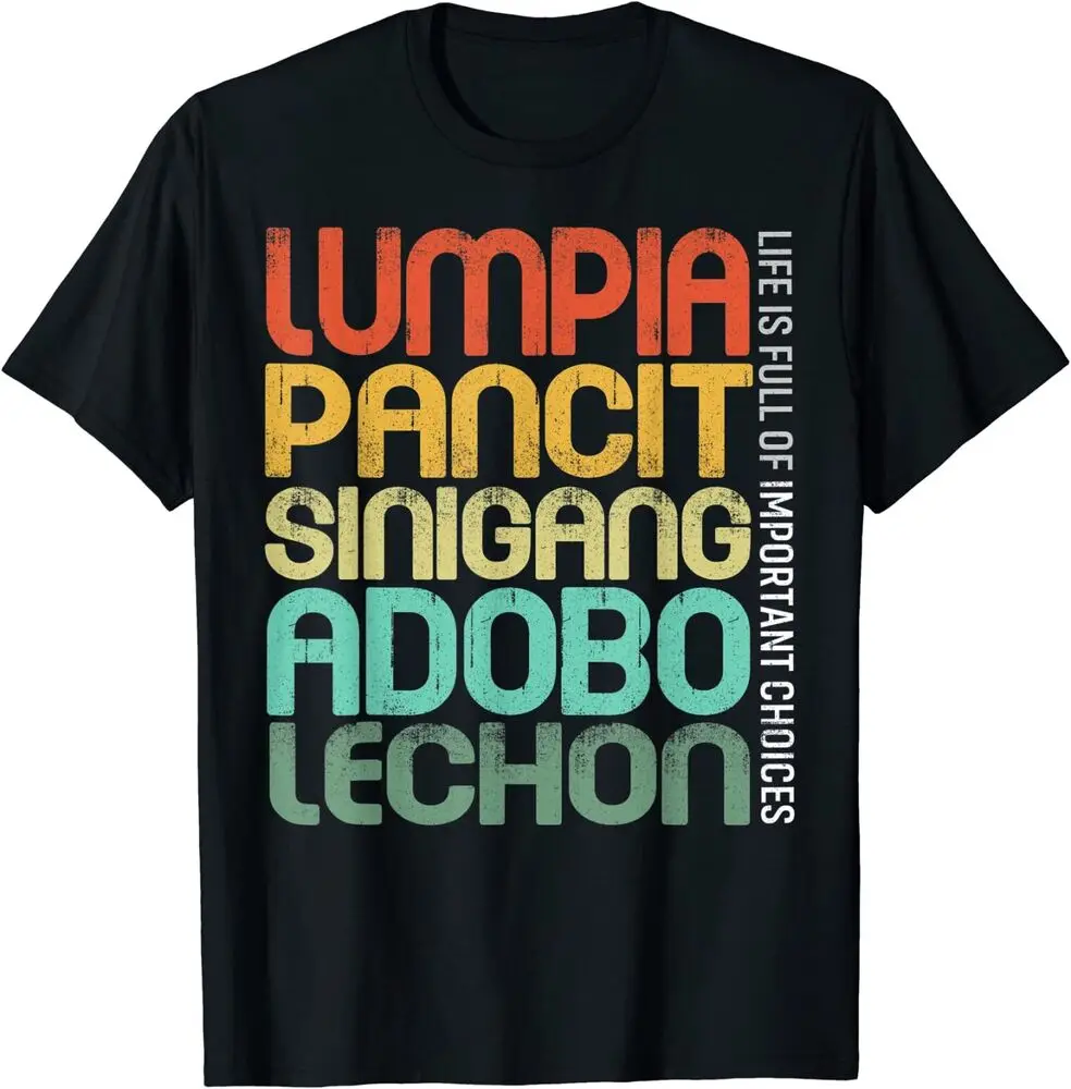 NEW Filipino Philippine Food Lumpia Pancit Sinigang Adobo Lechon T-Shirt   Anime Graphic T-shirts for Men Clothing Women