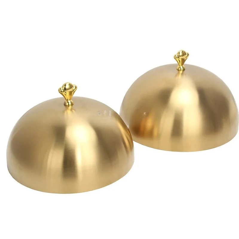 

high grade Stainless steel plate cover round gold steak lid western style food no magnet pan lid Korean barbecue BBQ pot cover