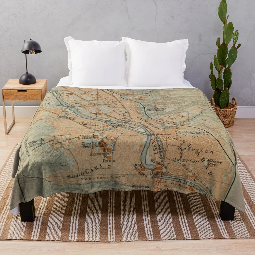 

Vintage Tbilisi Georgia Map (1914) Throw Blanket anime For Sofa Thin Bed covers Decoratives Blankets