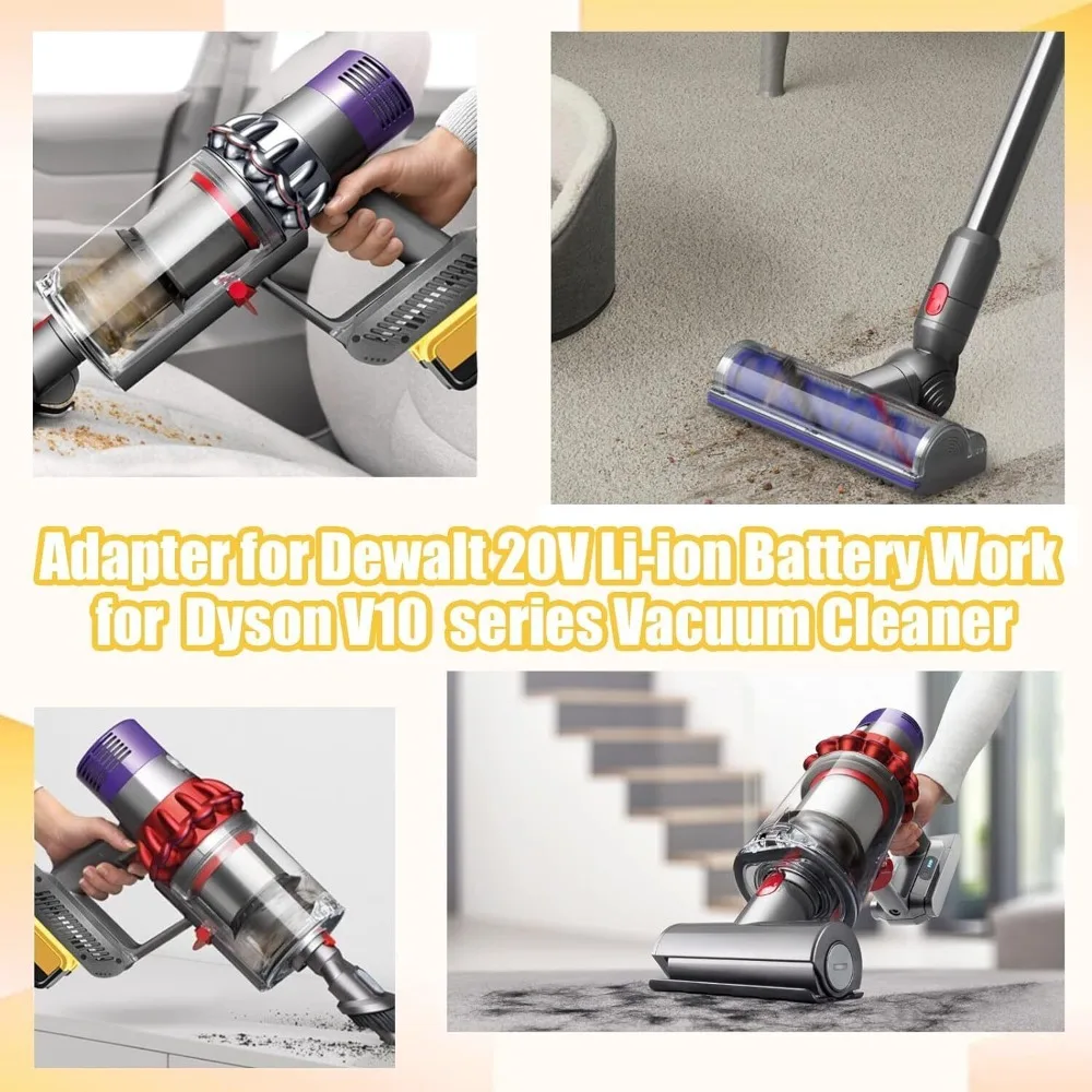 for Dyson V10 Battery Adapter for Dewalt 18V 20V Li-ion Battery Convert to Work for Dyson V10 SV12 Animal Vacuum Cleaner