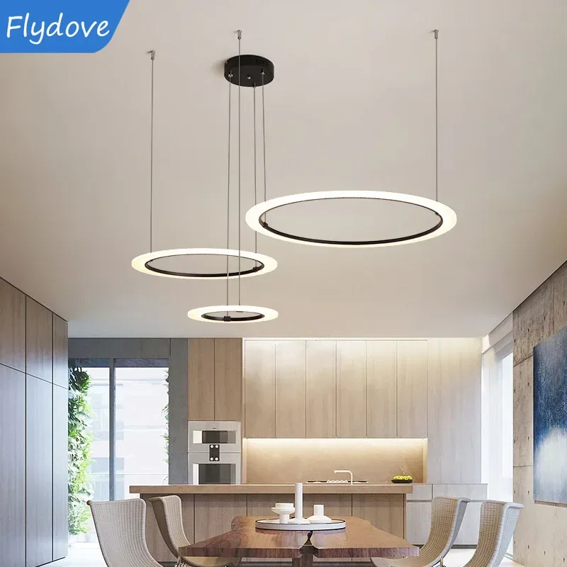 New Living Room Simple Modern LED Pendant Light Creative Personality Circular Hall Dining Room Bedroom Household Light