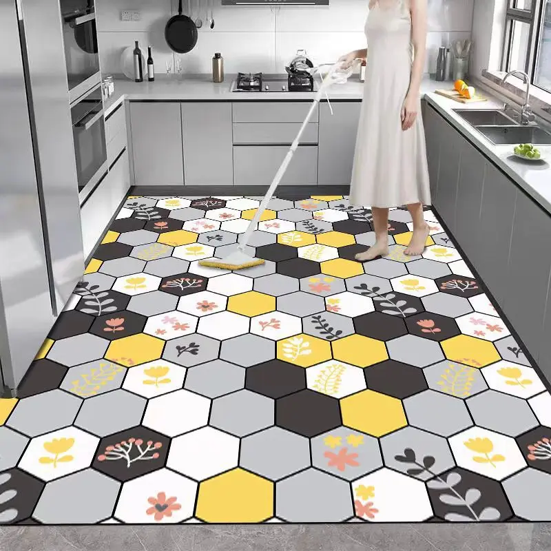 VIKAMA Velvet Carpet Kitchen Floor Mat Anti-Slip, Water-Absorbing Oil-Proof Quick-Drying Bathroom And Toilet Crystal Home Decor