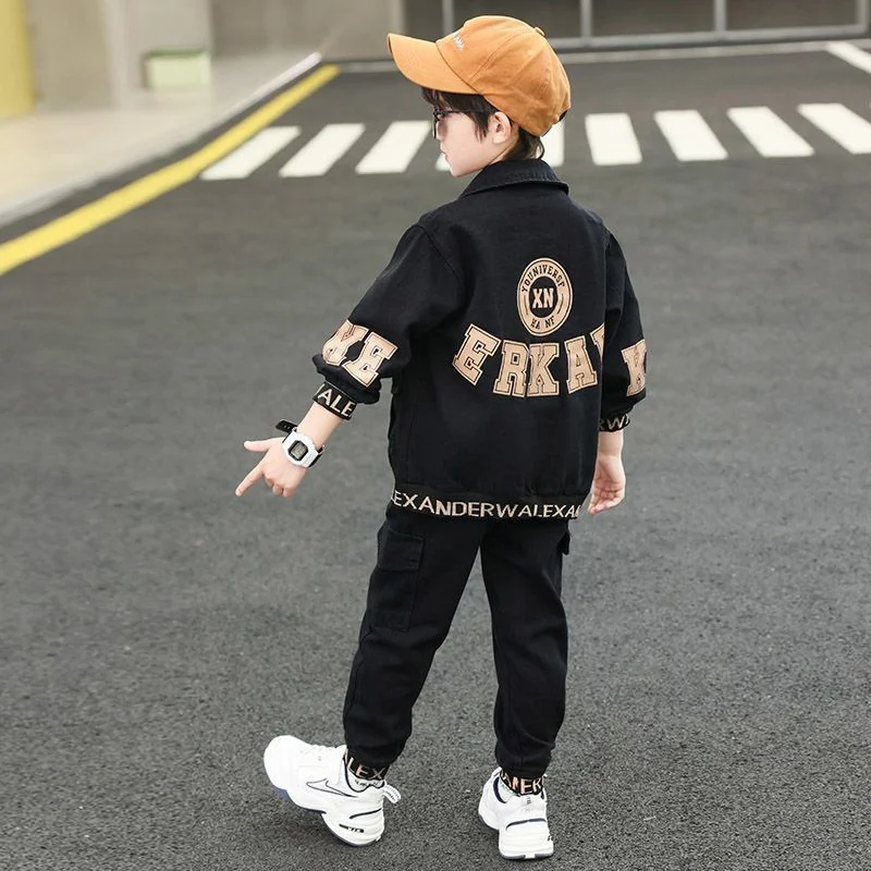 Boys Coat+Pants Kids Suits 2PCS/Set Cotton 2024 Classic Jean Spring Autumn Cotton Outfits Teenagers Sport Christmas Gift Childre