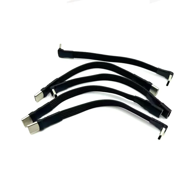 Kabel przejściowy typu C na USB-C pod kątem 90 stopni Elastyczny kabel do power banku Kabel PD do ładowania Płaski silikonowy kabel USB C z wygięciem