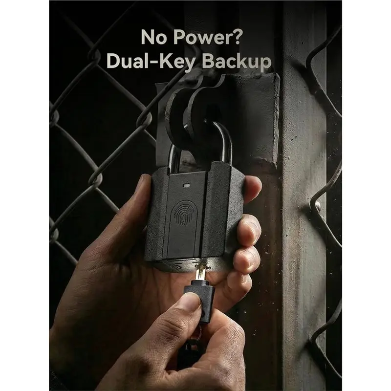 A03F-Fingerprint Padlock One Touch Gym Locker Lock With Backup Keys, Battery-Powered