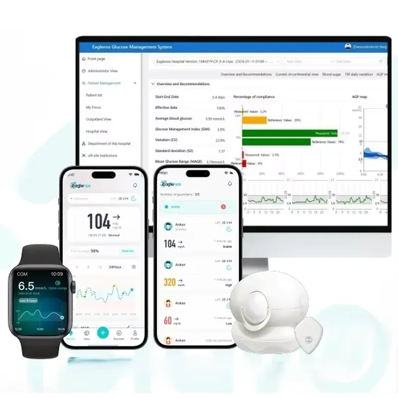 Modern Medical Dynamic Electric Continuous Glucose for Home Use, No Finger Pricking Blood-Free 14-Day Monitoring