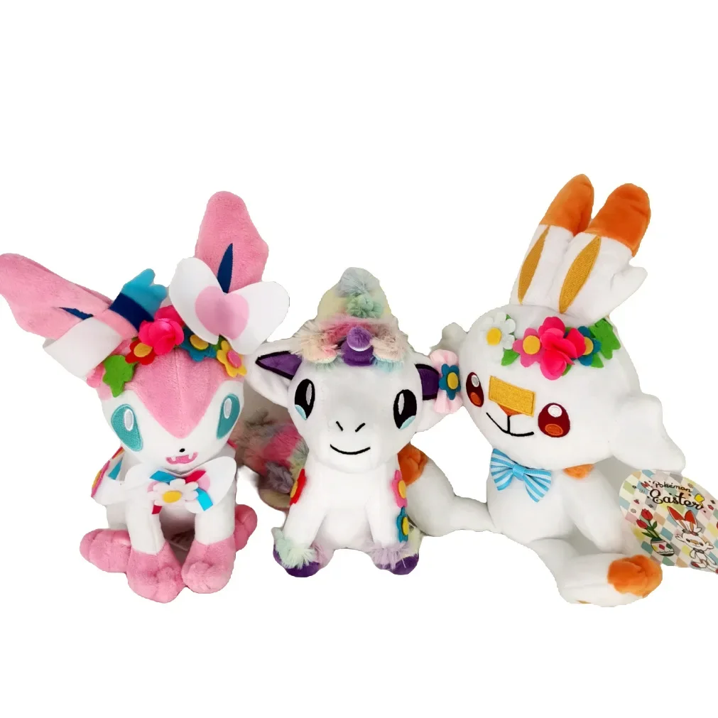 Juguete de peluche de Pokemon Rainbow Vulpix Scorbunny Sylveon Sword Shield, figura de Anime linda, regalo de peluche, 18-25cm, 10 piezas por lote