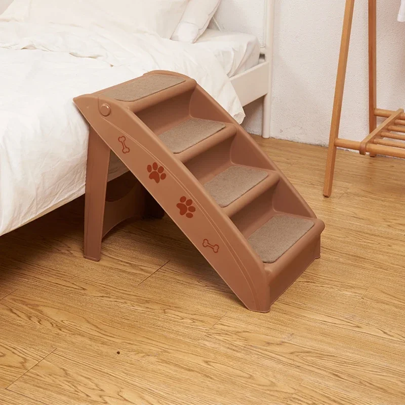 Foldable Dog Stairs Anti-Slip Pet Ladder Climbing Aid for Elderly Dogs Adjustable Steps Small Pets Plastic Washable Pet Stairs