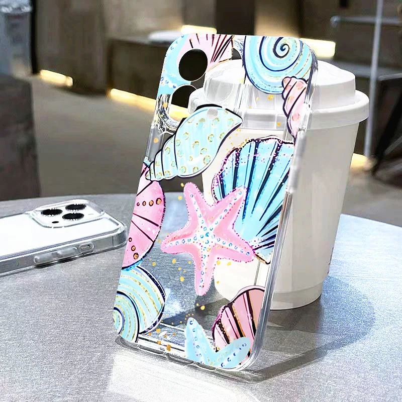 Oceanic Starfish Painted Clear Case For Xiaomi Redmi Note 12S 11S 10 S 13 12 Pro Plus 5G 12Pro 4G 13C 12C Shockproof Soft Cover