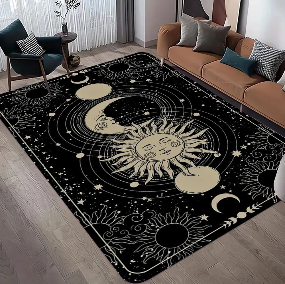 

Witch Sun Moon Pentagram Gothic Area Rug Non-Slip Altar Carpet for Living Room Sofa Table Decor Doormat