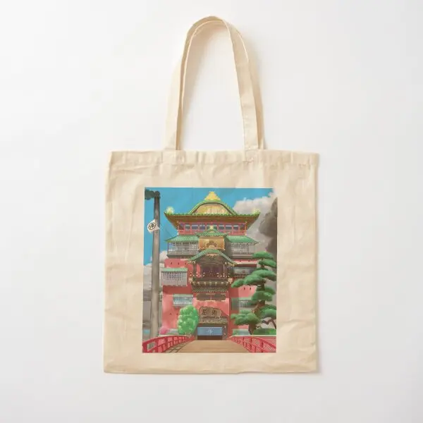 Bathhouse Spirited Away Digital Art Cott  Canvas Bag Fabric Designer Women Grocery Reusable Foldable Handbag Fashion Printed