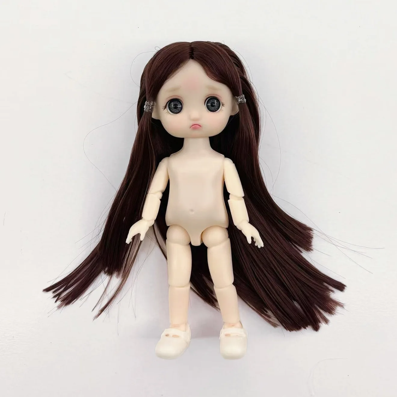 New Fashion 17cm Simulation Vegan Nude Baby Toys 3D Real Eyes 13 Joints Movable Dress Up Dolls Play House Girls Toys DIY Toys