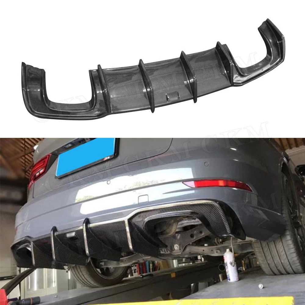 

Carbon Fiber Rear Bumper Lip Spoiler For Audi A3 Sline S3 Sedan Not Standard Bumper 2017 2018 2019 Fins Shark Style Diffuser