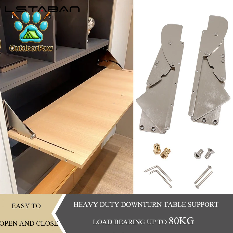 Downward Flipping Cabinet Door Support 80kg Stainless Steel Bracket Desk Flip Table Top Connection Pull-Down Hinge