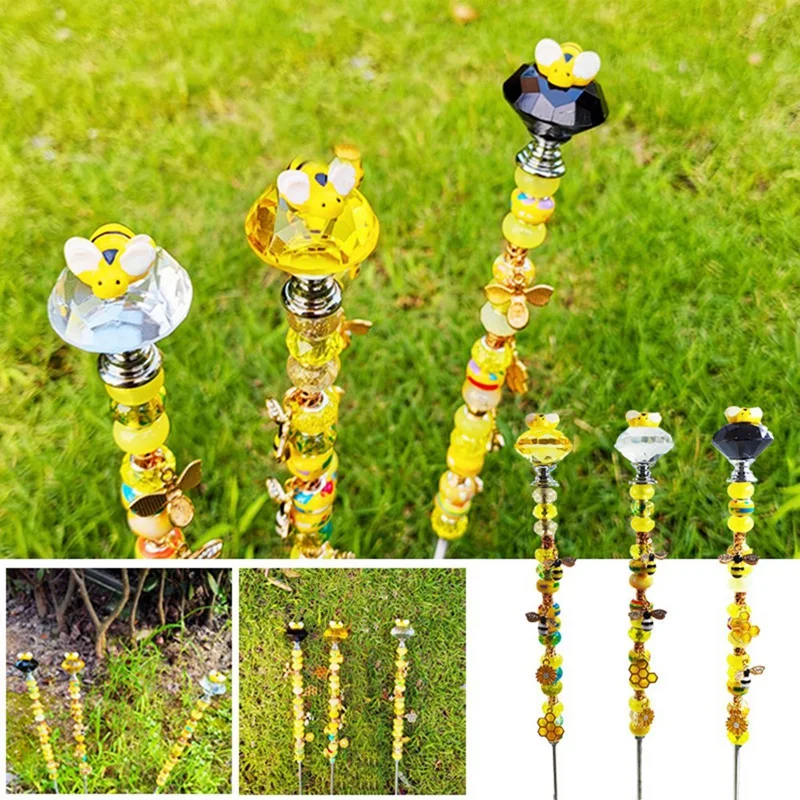 Biene Licht fänger Garten dekorative Pfähle Fee Stick DIY Perlen Dekoration mit Anhänger Garten bedarf