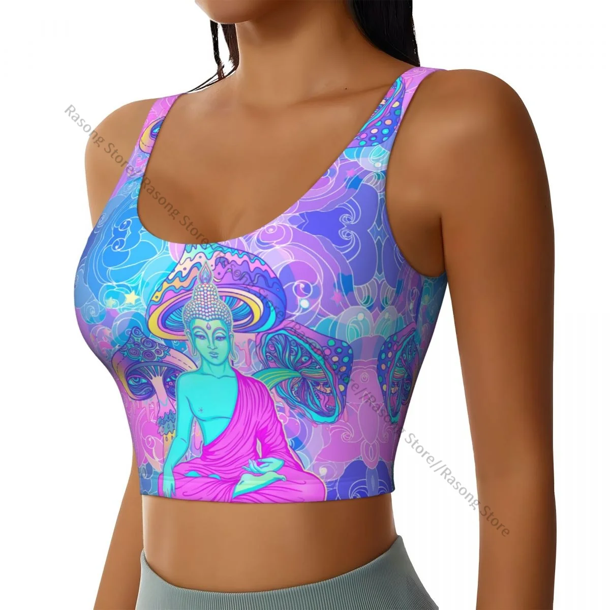 Sports Bra Women Running Yoga Clothes Vest Psychedelic Mushroom 60s Hippie Gathering Fitness Vest