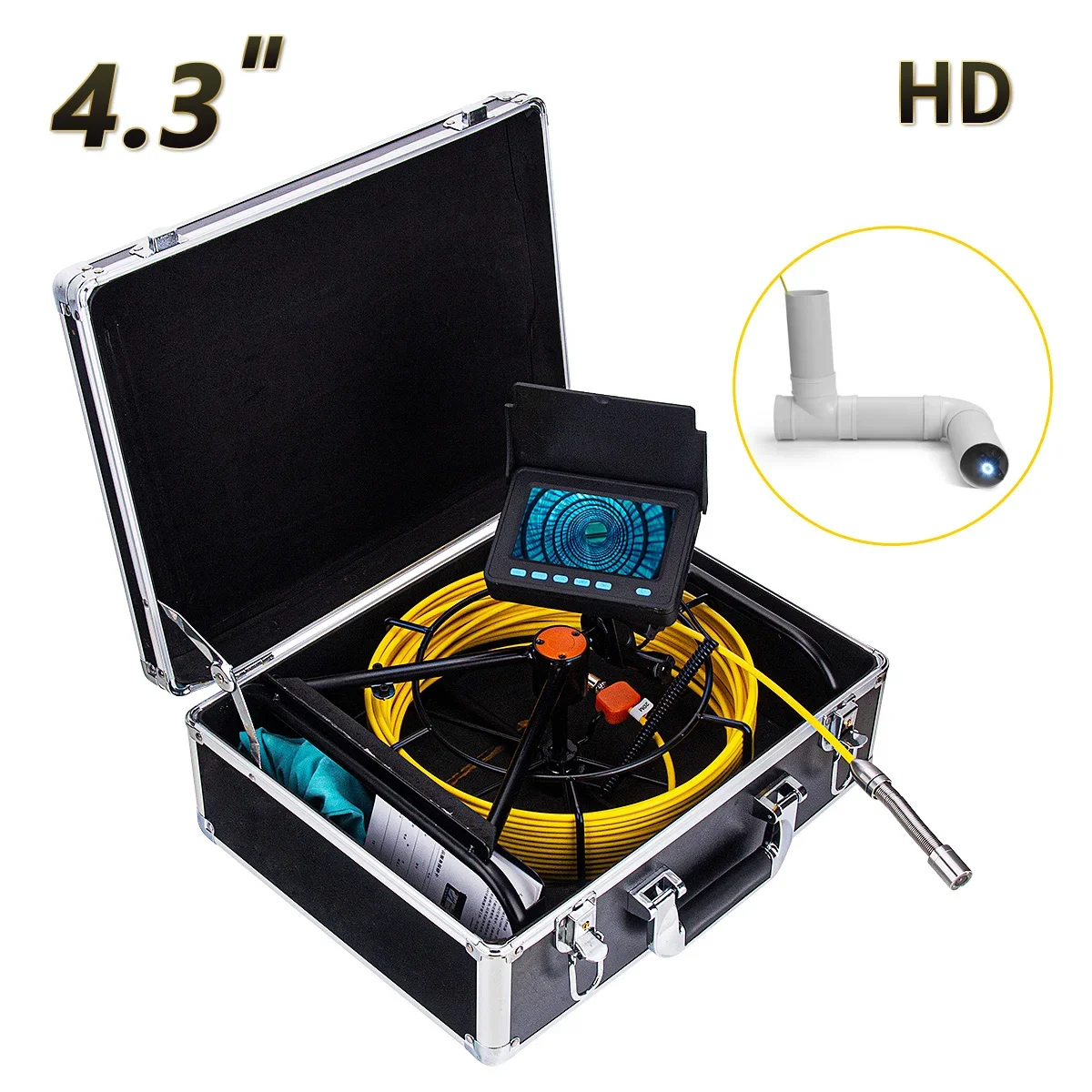 

Pipeline Drain Inspection 17mm Lens Endoscope Borescope System WP9304B HD 4.3inch Screen Drain Sewer Pipe Detection Camera