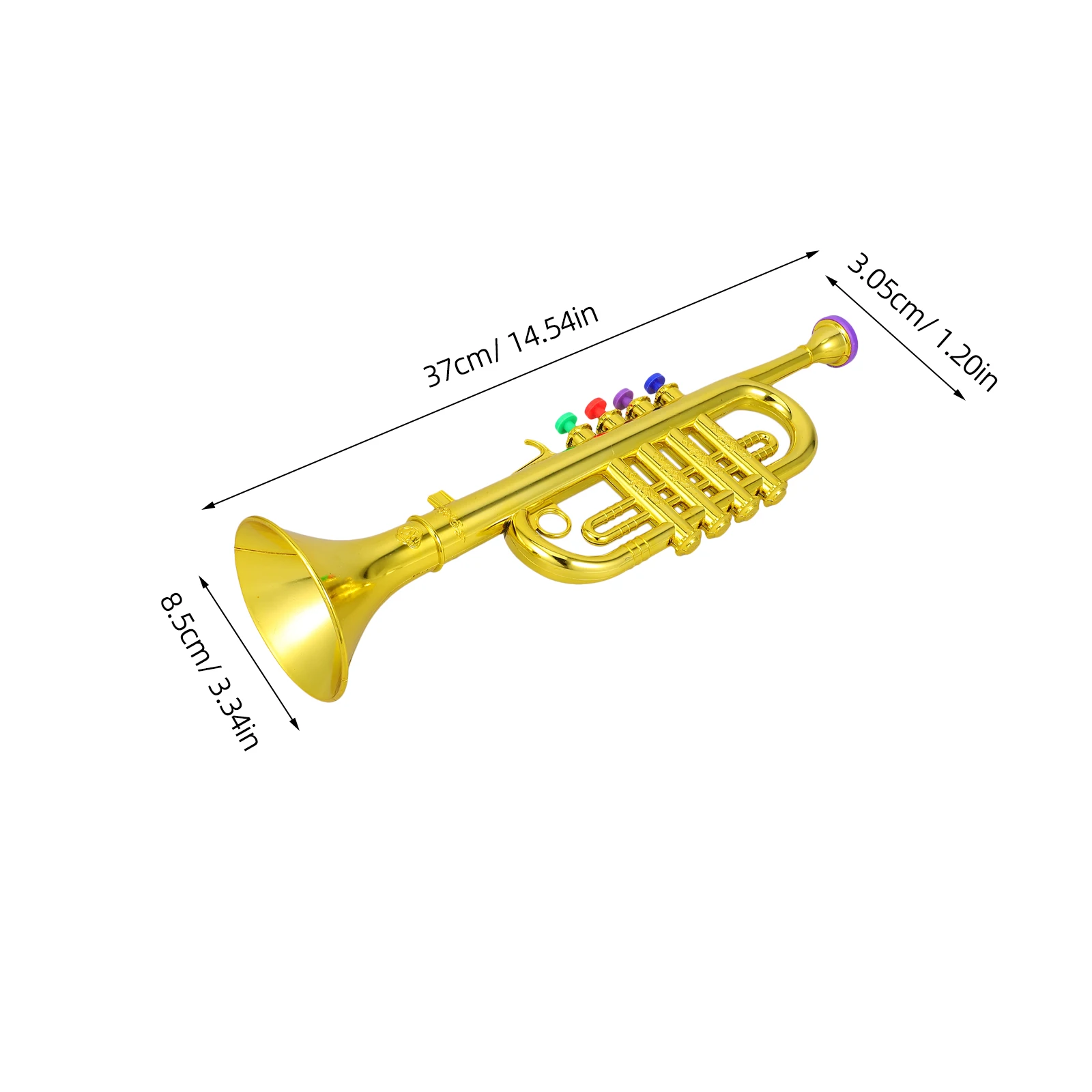 플라스틱 어린이 트럼펫 메탈릭 골드 파티 축하 의상 드레스업 뮤지컬 선물 생일 용품 유아 및 청소년용