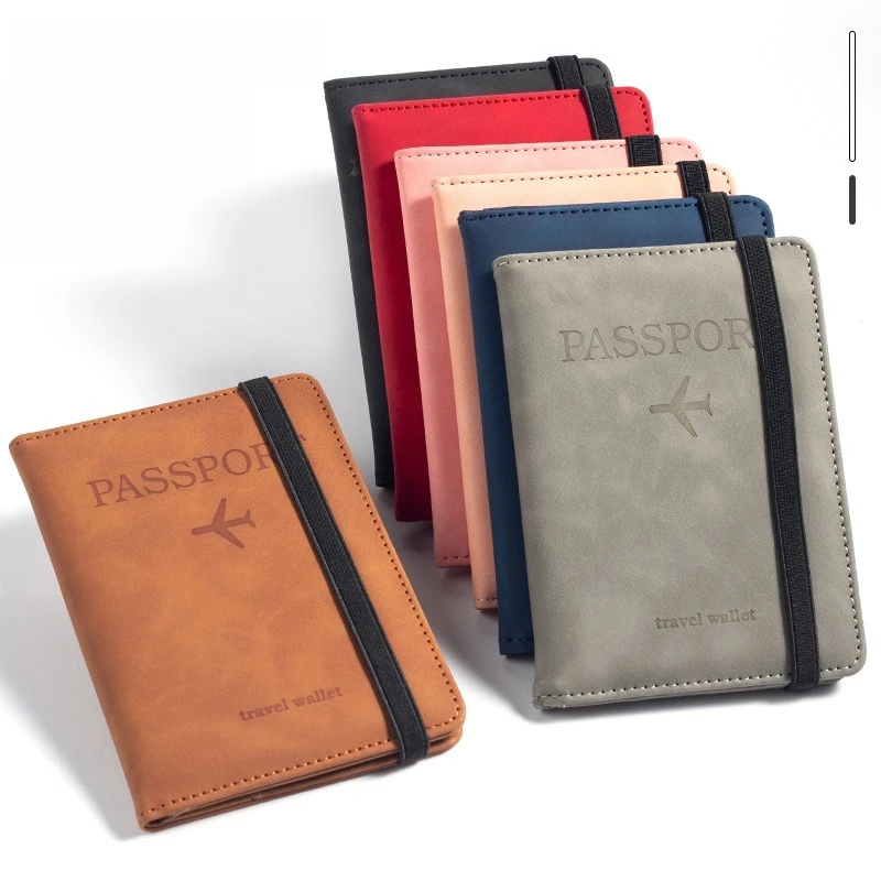 حقيبة جواز سفر من جلد البولي يوريثان، فتحة متعددة للبطاقات، حقيبة معرف جواز السفر متعددة الوظائف، حقيبة جواز السفر