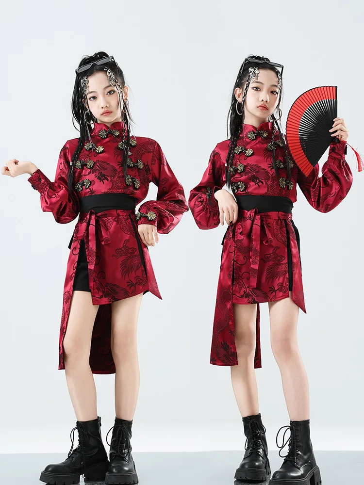 

Girls' jazz dance street dance set Chinese style dragon elements fashion show clothes fashionable choir children's clothing perf