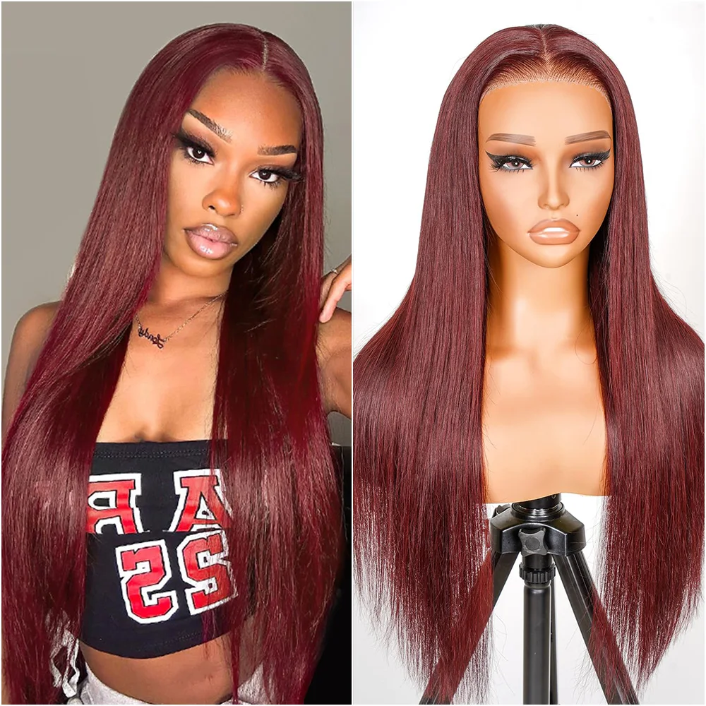 بورجوندي 13x6 HD الدانتيل الجبهة 100% باروكة من شعر طبيعي 13x4 الدانتيل الشفاف الجبهة العظام شعر مستعار مستقيم للنساء 200 220 الكثافة 99J شعر مستعار