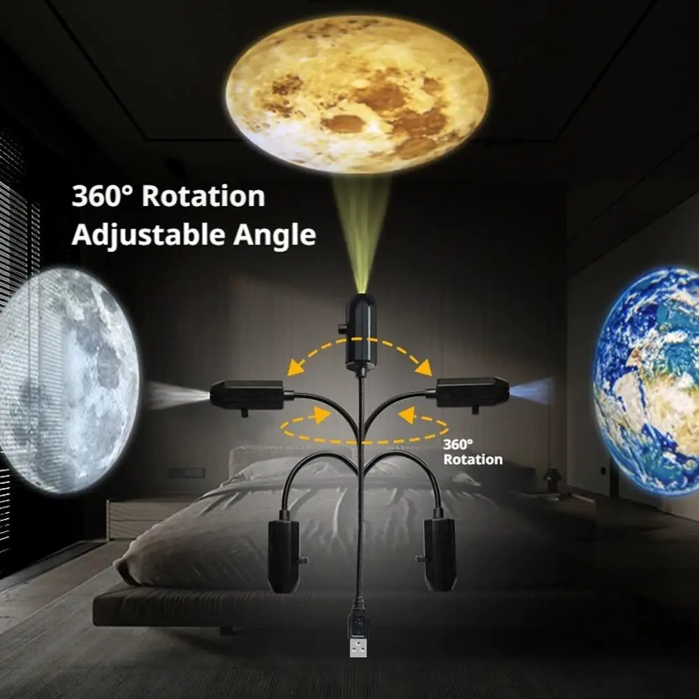 USB Projector Light for Car & Bedroom with Planet Themes 5V Direct Insertion Ceiling Atmosphere Night Lamp Children's Day gifts