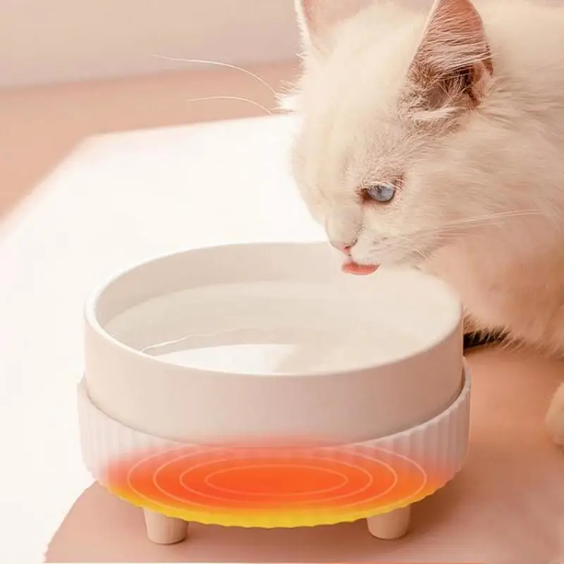 Heated Dog Water Bowl Thermostatic Cat Heating Bowl Quiet Pet Water Bowl Heater Animal Drinking Bowl Pet Water Dispenser For