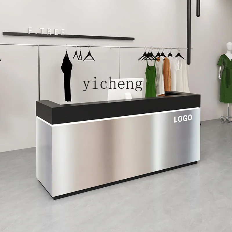 

HYS stainless steel checkout page Modern office front desk Light luxury beauty salon Black metal