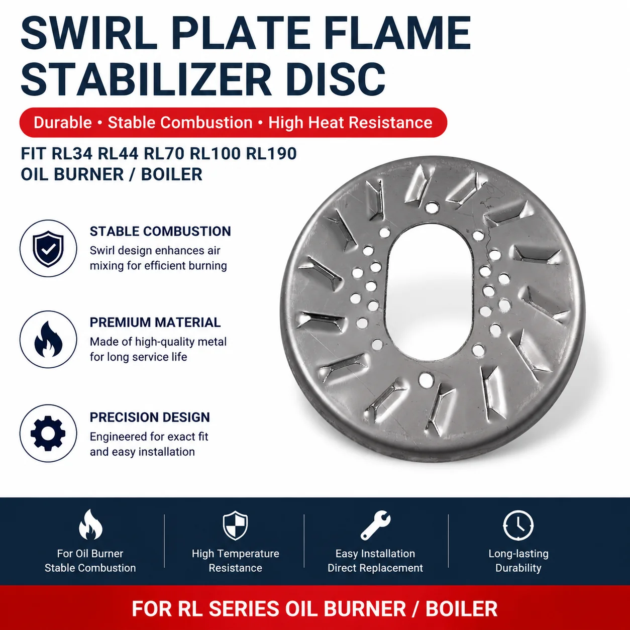 Swirl Plate Flame Stabilizer Disc Fit RL34 RL44 RL70 RL100 RL190 Oil Burner Boiler Replacement Spare Parts