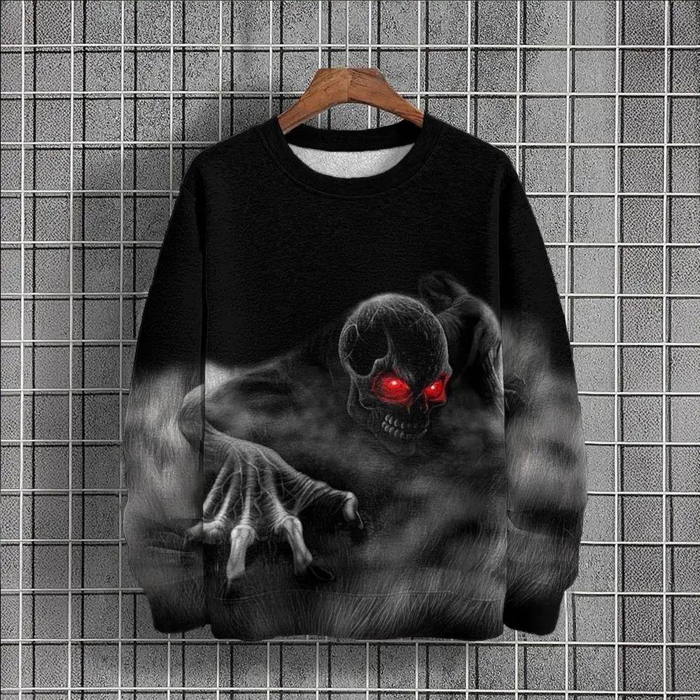 

Vintage Men Sweatshirt Skull Print Long Sleeve T-Shirt Fashion Hoodies Men Clothing Oversized Hoodie Autumn Pullover Streetwear