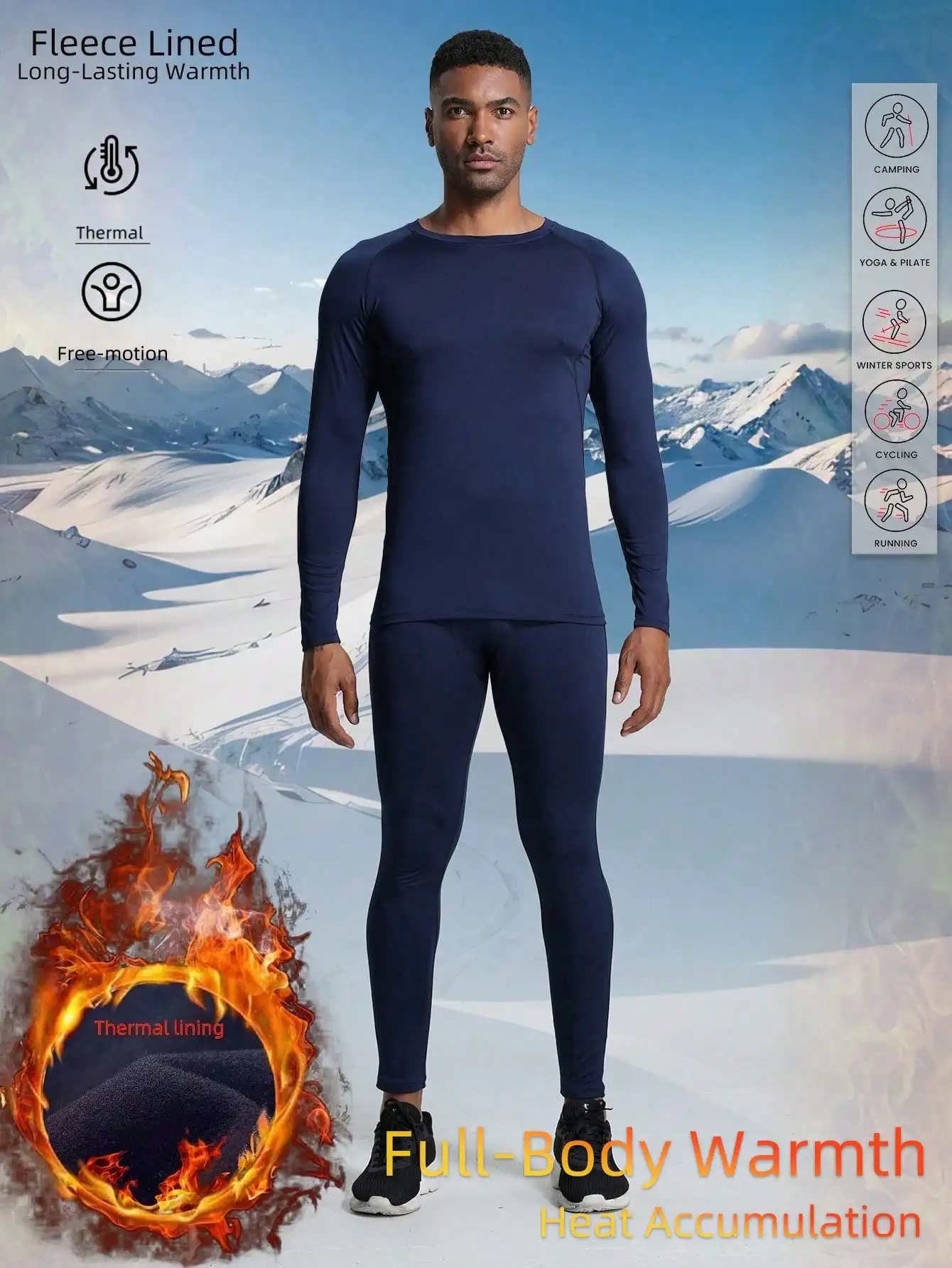 

Комплект термобелья с флисовой подкладкой для мужчин - лонгслив и леггинсы