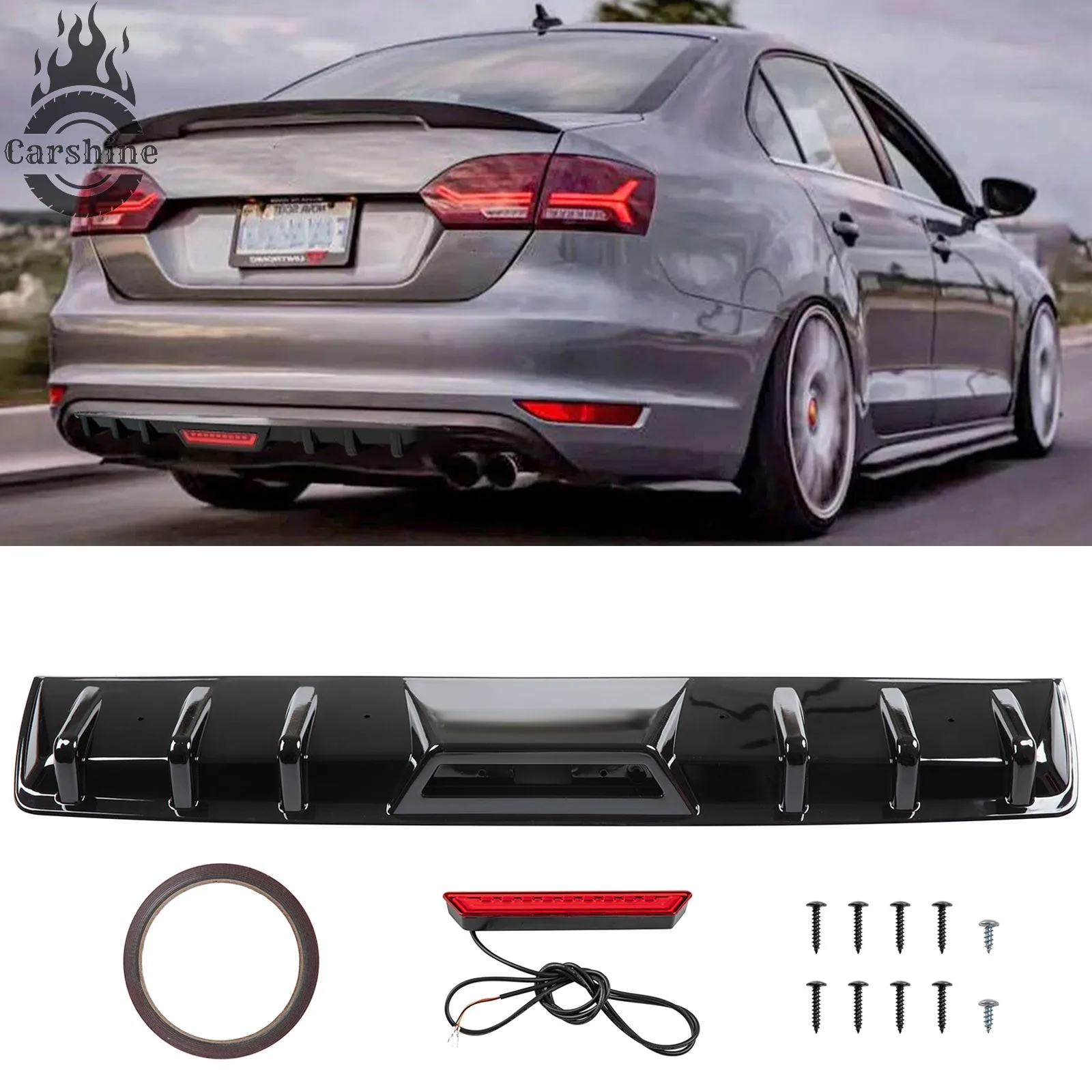 

Для Volkswagen Jetta: Глянцевый черный задний диффузор-спойлер (6 плавников) на бампер