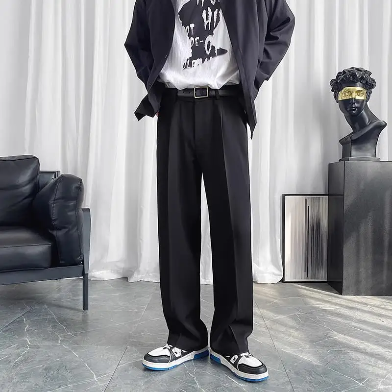 

Мужские повседневные брюки Bla Casual, большие размеры, свободные, прямые, длинные, широкие штанины, летние, модные, из полиэстеровой смеси