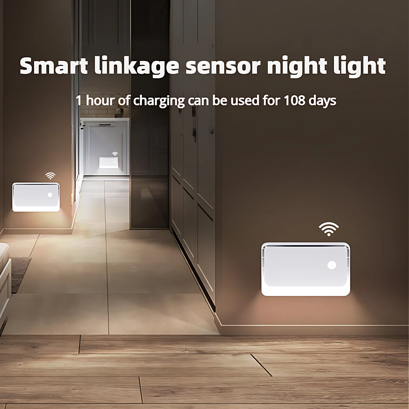 Smart Linkage Sensor Light Human Body Induction 3600mAH Wireless Dimmable LED Wall Light Magnetic Mount for Wall Closet Stairs