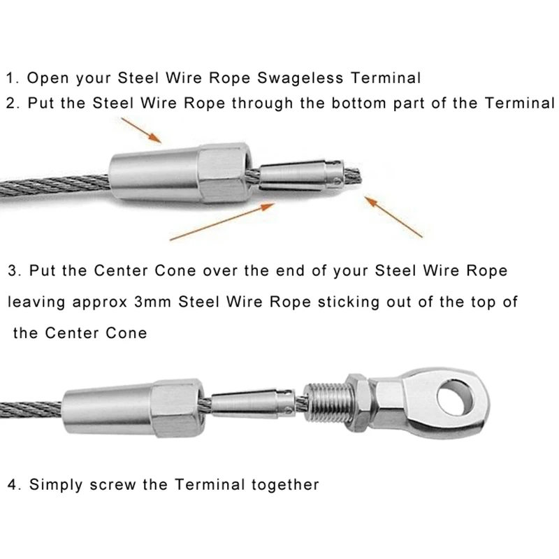 2 قطعة البحرية الصف 316 الفولاذ المقاوم للصدأ Swageless العين محطة سلك كابل حبل Diy بها بنفسك تركيب تزوير الأجهزة الدرابزين عدة