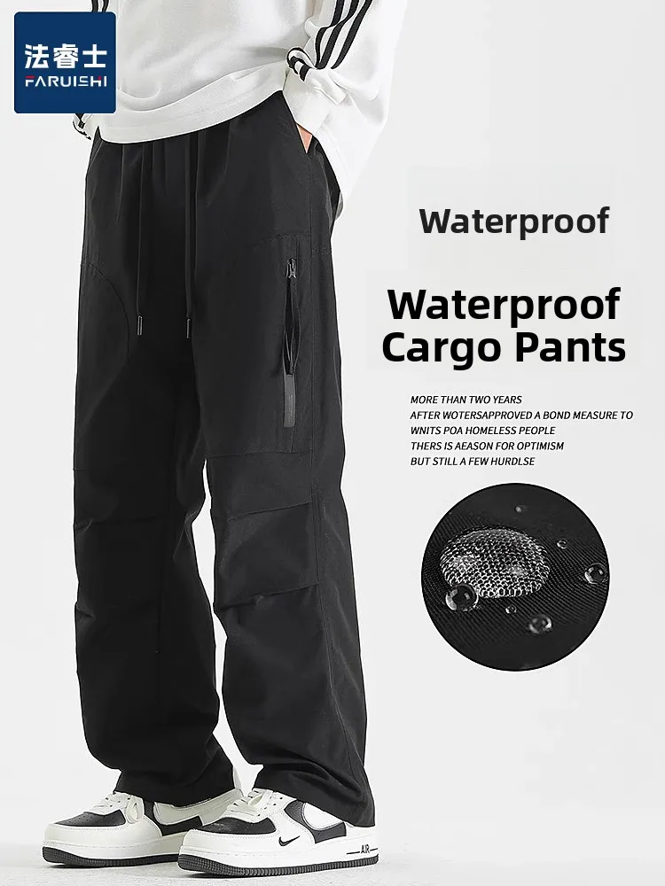 

Bla Men's Workwear Trousers Spring Autumn Loose Straight Leg Outdoor Waterproof Windproof Casual Pants for Teenagers