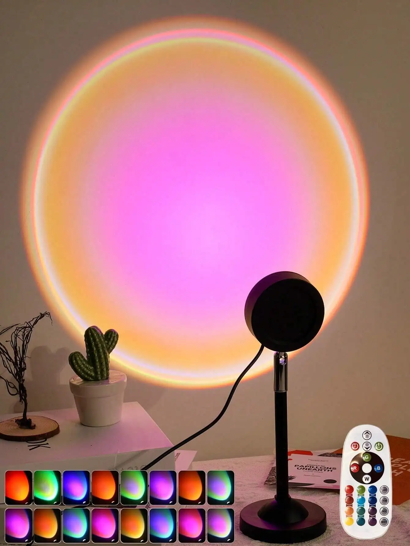1pc 180 Degree Adjustable Led Remote Controlled RGB 16 Color Projector Lamp & Atmosphere Light For Live Streaming & Photography.sr25053078470789723