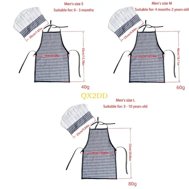 QX2D الصبي التصوير الدعائم الوليد الرضع التصوير الفوتوغرافي زي الطهاة المئزر قبعة الزي