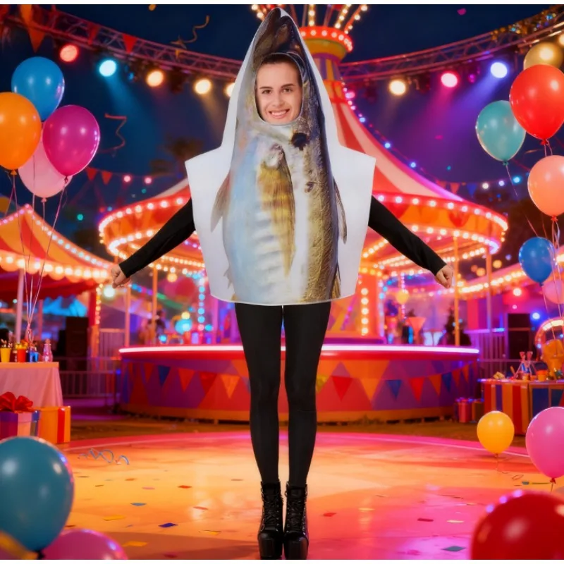 

Аксессуары для костюмов Костюм Balao Fish — веселый наряд на все тело с цифровым принтом на Рождество, Валентина и