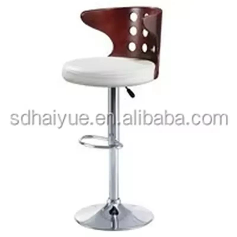 Adjustable Height Bar Stool Rotating Gas Lift Kitchen Wine Chair Black Metal Frame Wood Seat Modern Counter Stool for Home