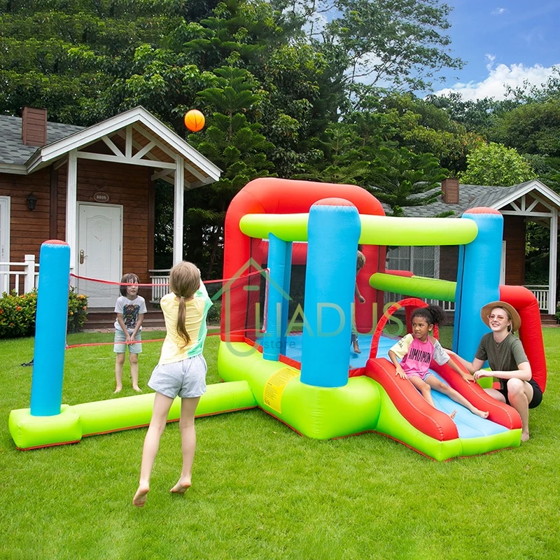 

Inflatable Castle for Children Bouncy Castle with Blower Yard Inflatable Trampoline with Slide Children Outdoor Game Play House