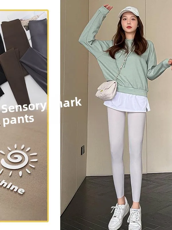 

Women's Yoga Pants High Waist Fce-lined Thermal Tummy Control Butt Lifting Sports Leggings Nine-point Pants Nylon Fiber