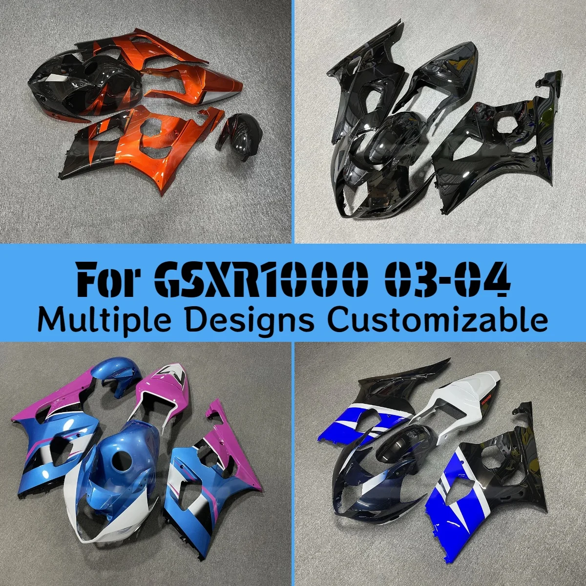

Fairing Kit GSXR 1000 2003 2004 Tank Cover Customized Injection Molded Motorcycle Fairings for GSXR1000 03 04