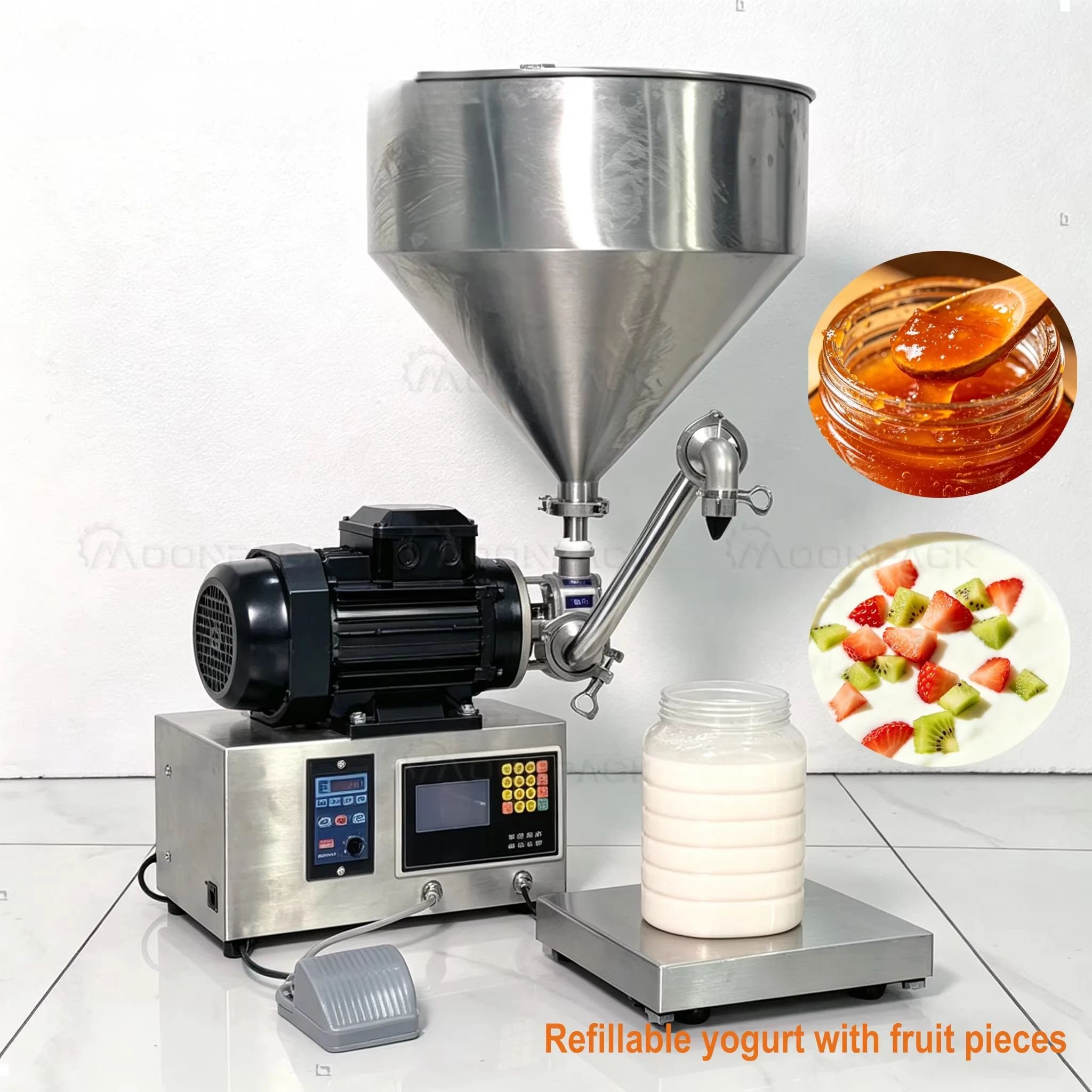 

Filling machine, flexible pump for vegetable sauce yogurt and fruit thick paste