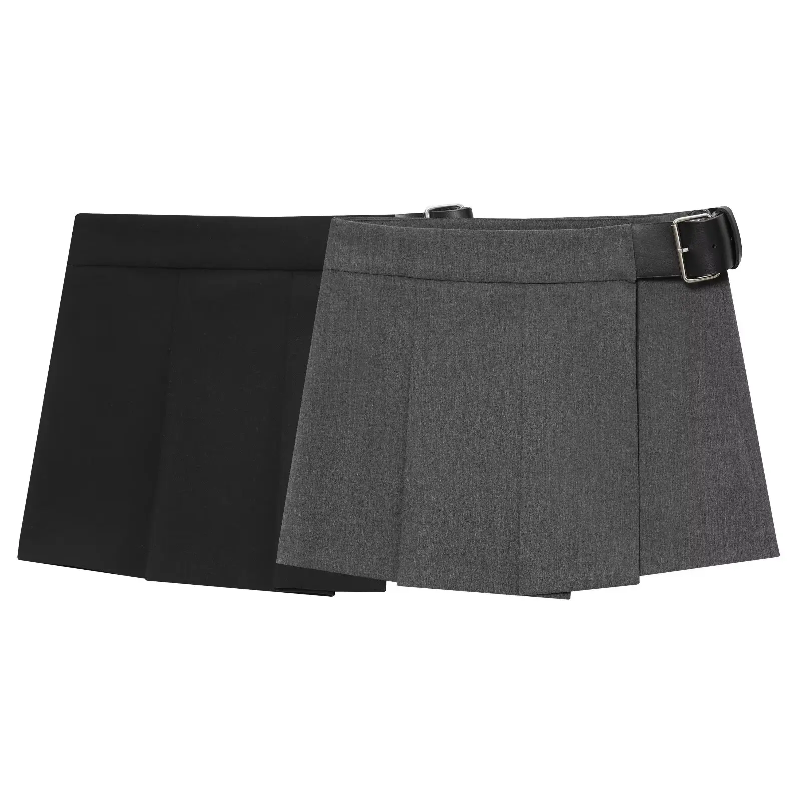 ZEVITY 2025 Women Fashion Belt Design Wide Pleated Mini Skirt Shorts Lady Side Zipper Hot Shorts Chic Pantalone Cortos QUN9472