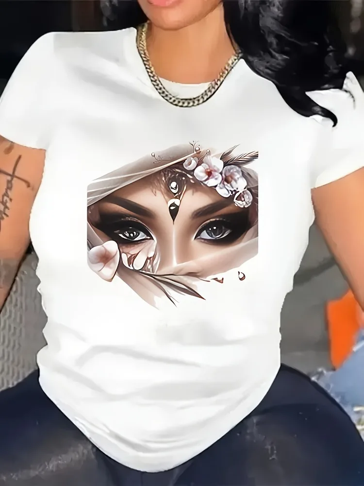 New European-style Women's T-Shirt: Casual Minimalist Round-Neck Short-Sleeve Cotton T-Shirt Fashionable Women's Apparel