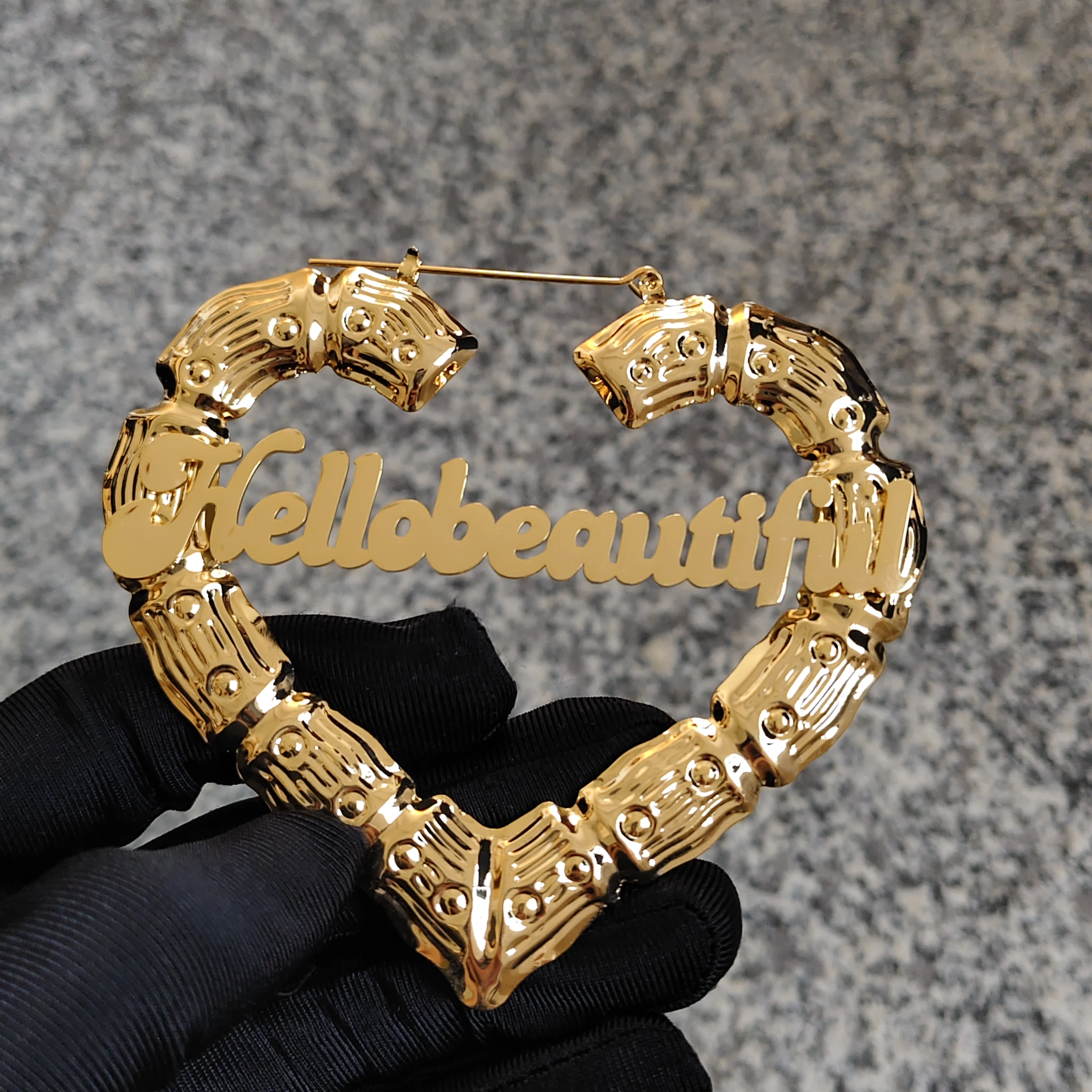 

DCEE Wholesale Customized Name 90mm Heart Earrings Personalized Letter Heart Earrings Birthday Gift Manufacturer Direct Sales