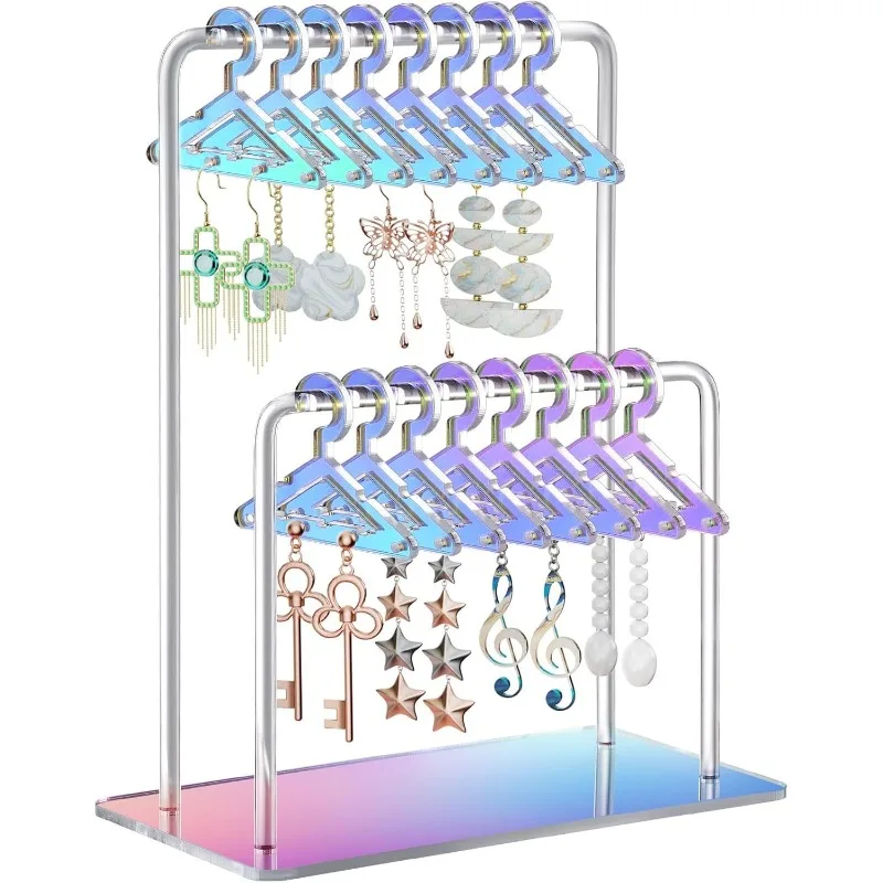 

Acrylic Earring Display Stand Double Layer Earrings Storage Rack Fashion Earring Display Holder Desktop Earrings Organizer Shelf