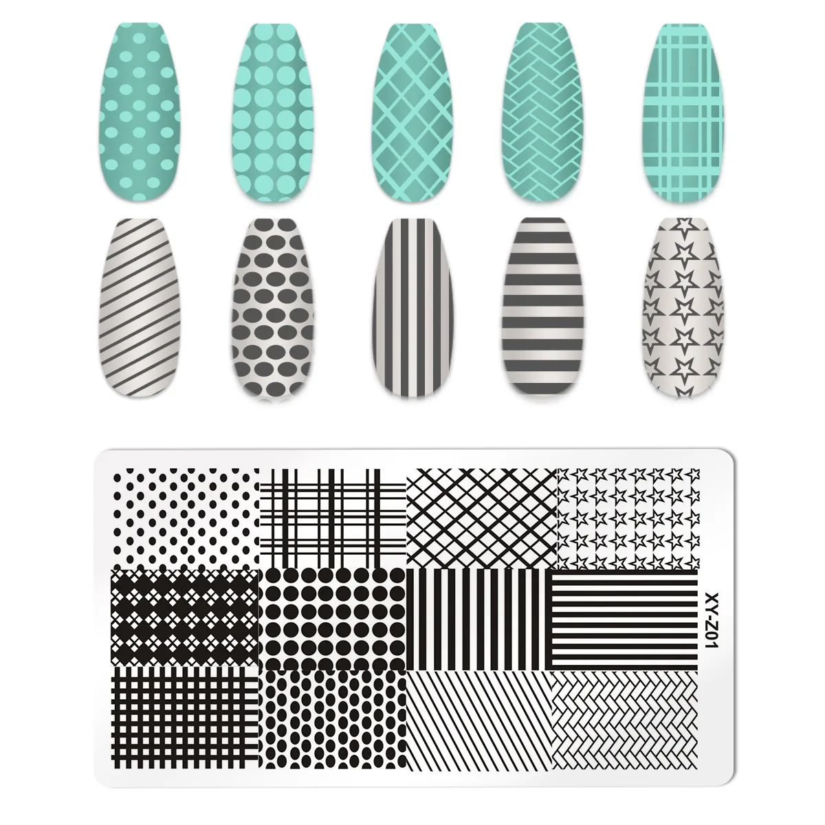 1PC Luxury Nail Art Stamping Plate DIY Grid striped spots Pattern Graffiti Manicure Image Template Charm Nails Stencil Tools